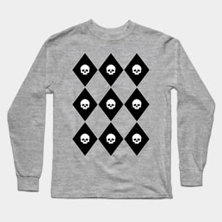 Harlequin Skull Pattern (Gray) Long Sleeve T-Shirt